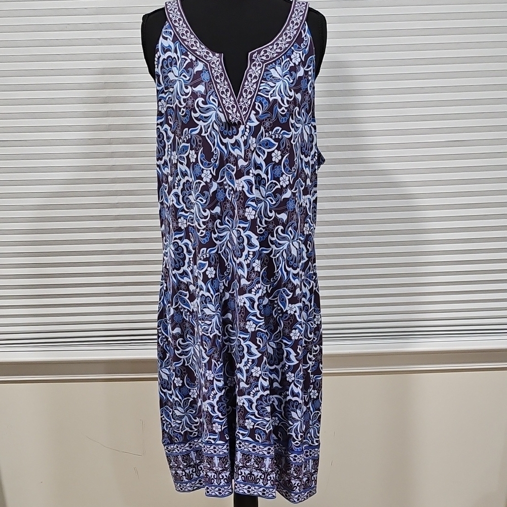 Floral Blue and Purple Midi Dress